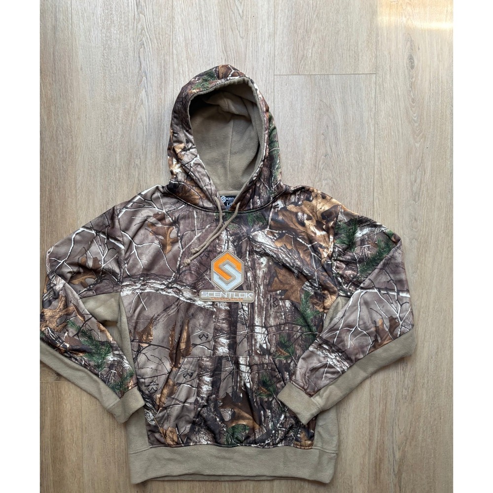 ScentLok Realtree Camo Hoodie Mens Large Hunting Fleece Pullover Sweatshirt